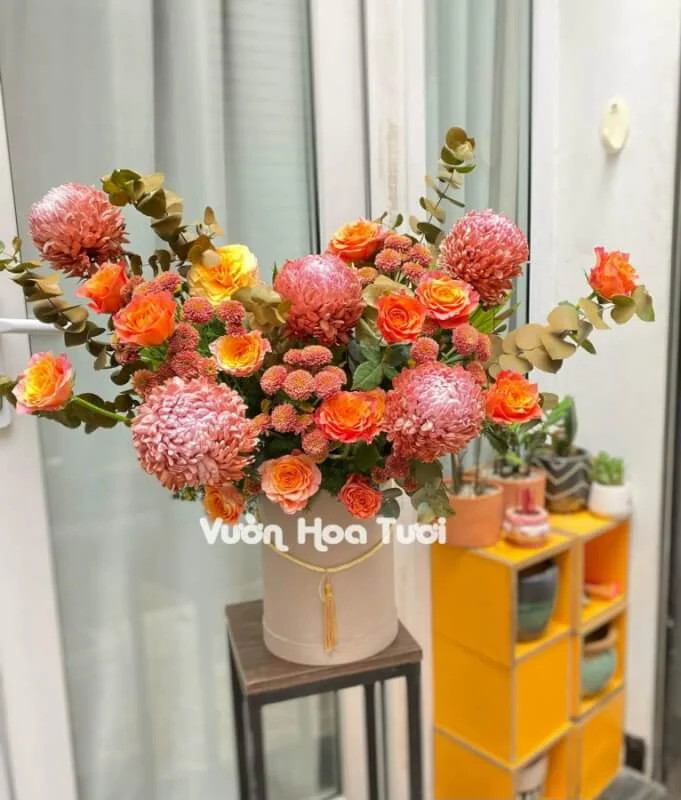 Lẵng Hoa Cúc Mẫu Đơn Nâu <br> Amazing Life To You 12 01 scaled 1