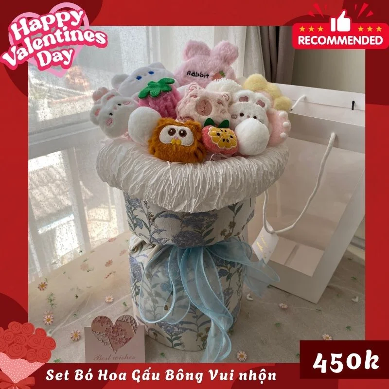 Set Quà Valentine Bó Hoa Gấu Bông Tình Không Phai 7 13 1