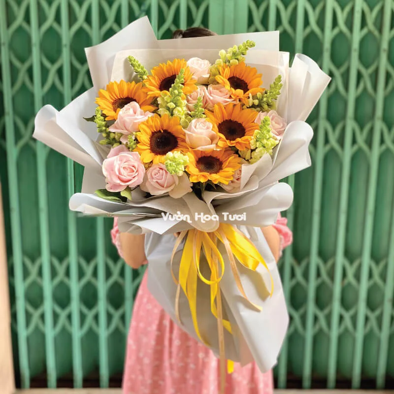 Hoa Bó Hướng Dương Và Hoa Hồng 14 23
