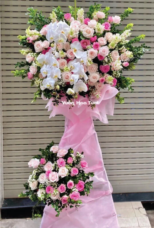 Kệ Hoa Khai Trương Hồng Sang Trọng 12 26