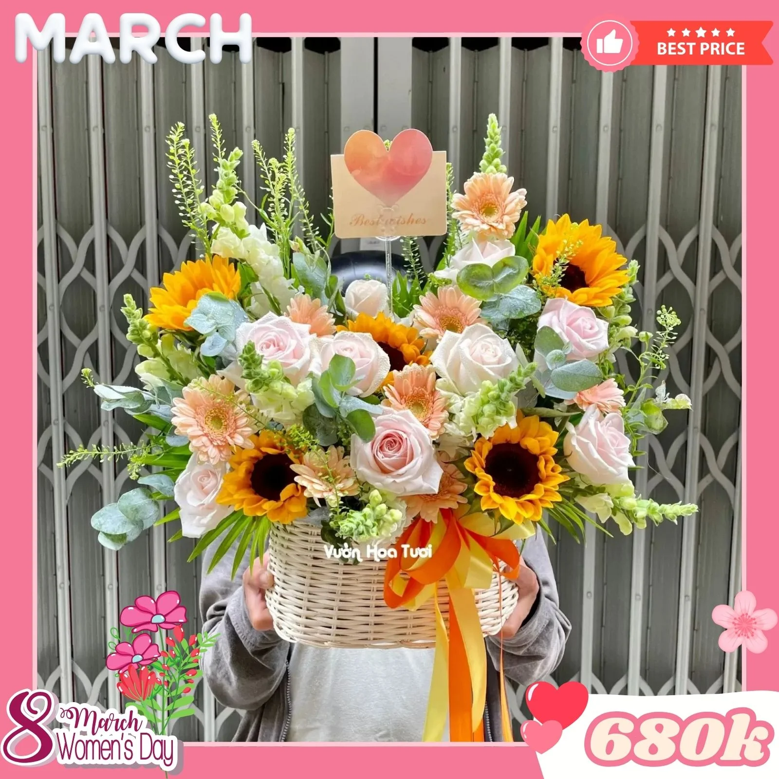 Giỏ Hoa 8 Tháng 3 Hướng Dương Xinh Xinh 1 32hoa 8 thang 3