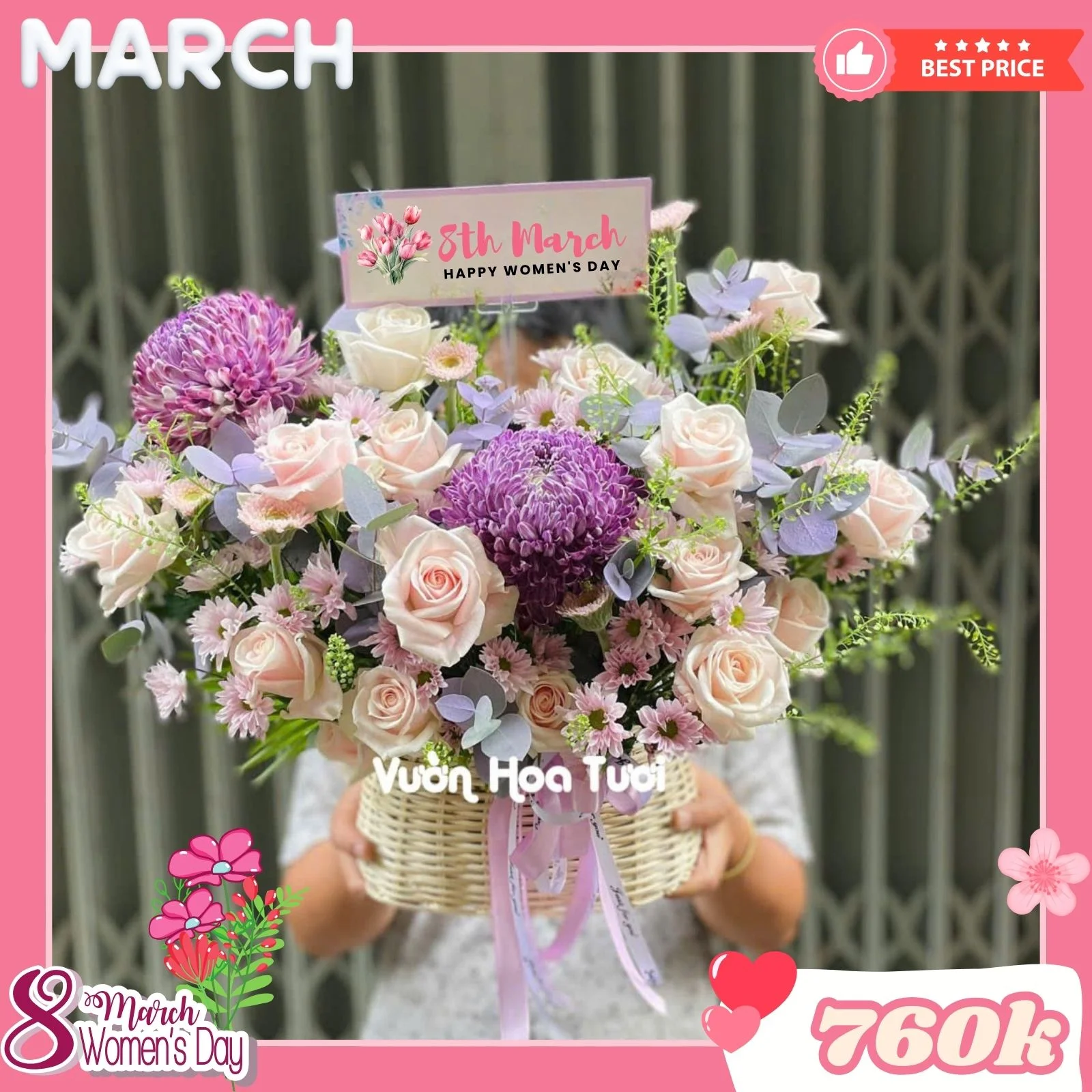 Giỏ Hoa 8 Tháng 3 Vui Tươi Tặng Phái Đẹp 5 35hoa 8 thang 3
