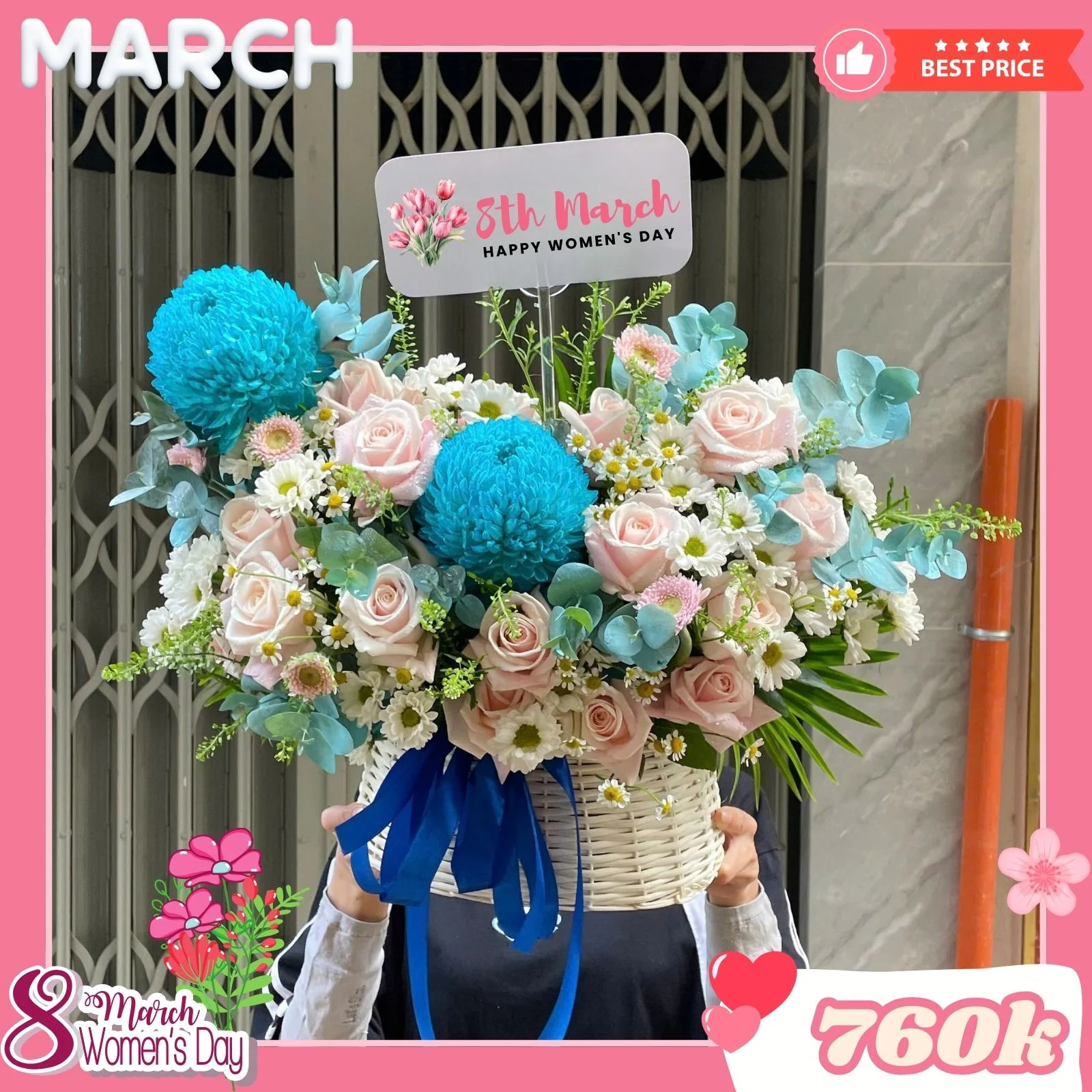 Giỏ Hoa 8 Tháng 3 BlueLove Penny 17 36hoa 8 thang 3