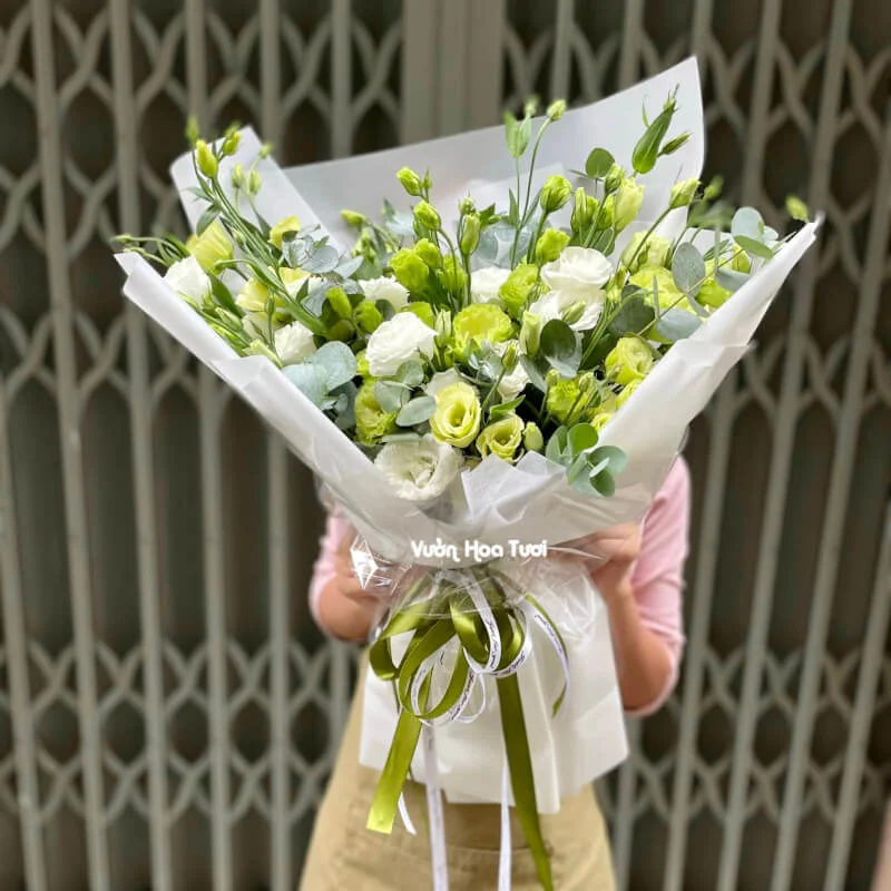 Bó Hoa Sinh Nhật Cát Tường Trắng Xanh Thiên Nhiên 10 7EA53339 26A2 41B3 863B AC39D498871C
