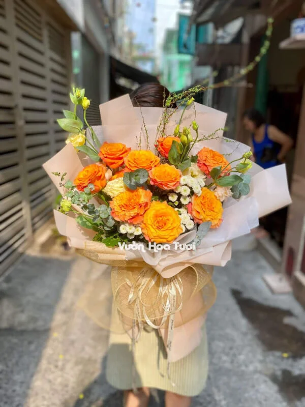 Bó Hoa Cam Spirit Cát Tường <br> Màu Sắc Tươi Trẻ 14 Bo Hoa Cam Spirit Cat Tuong