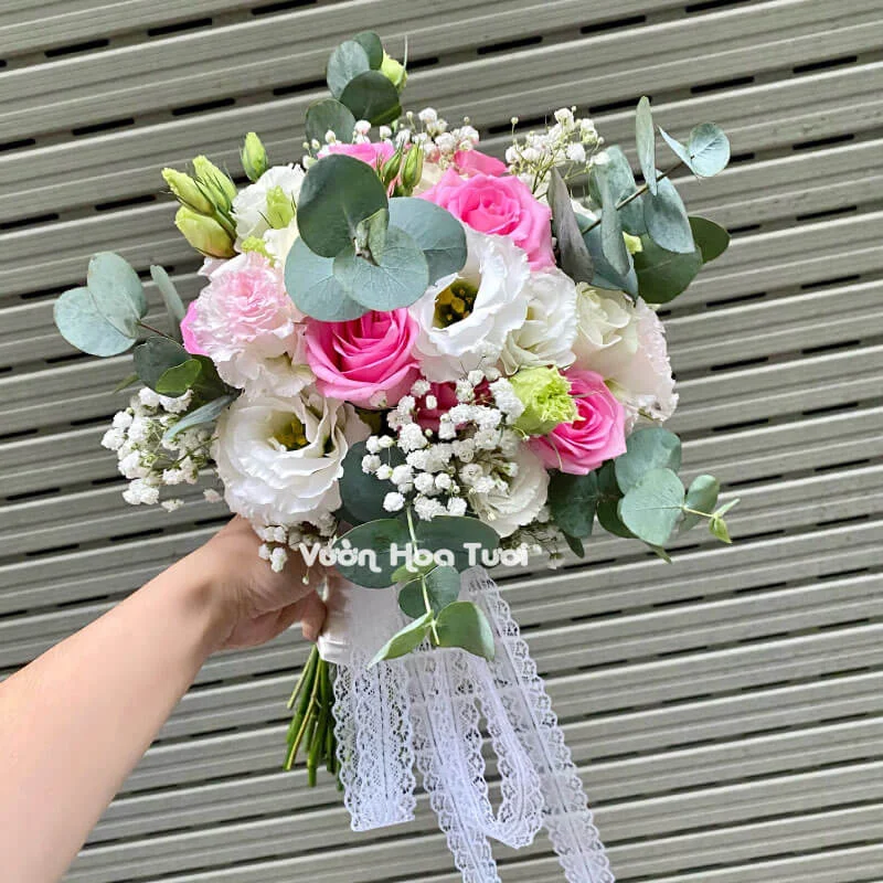 Bó Hoa Cưới Hồng Sen Ngọt Ngào 11 Bo Hoa Cuoi Hong Sen De Thuong