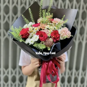 Bo Hoa Hong Do Ngot Ngao Moi Ngay Tuoi Vui jpg