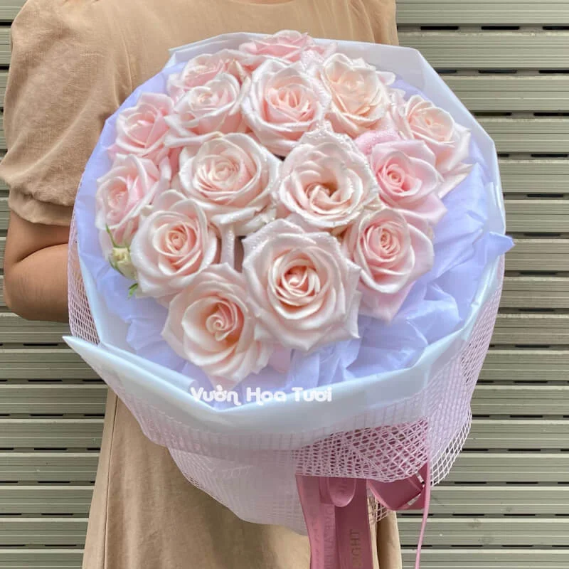 Bó Hoa Hồng Kem Dâu Sweetlove <br> MyBeauty 8 Bo Hoa Hong Kem Dau Sweetlove