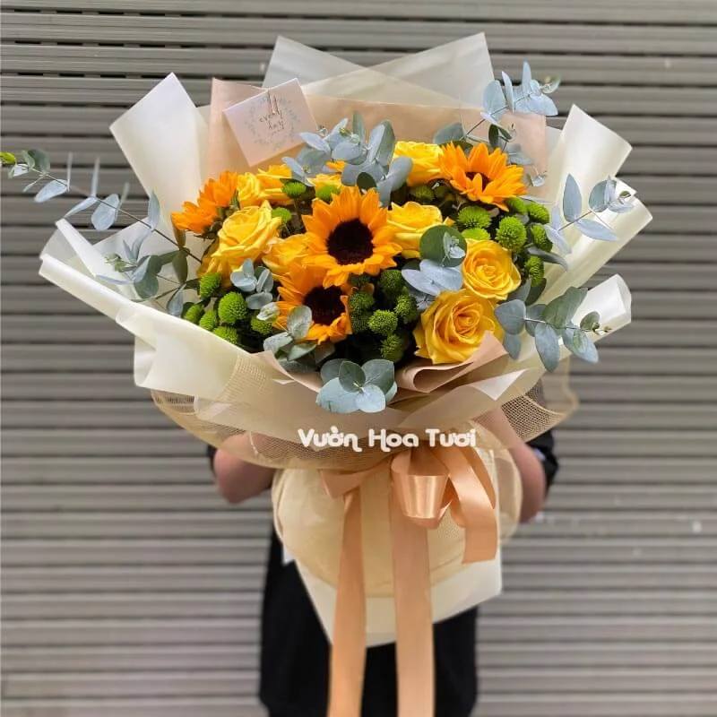 Bó Hoa Hướng Dương Tặng Bạn 2011 3 Bo Hoa Huong Duong Hong Vang Sinh Nhat