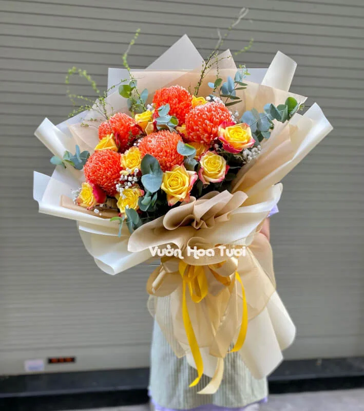 Bó hoa Hồng Cam Phượng Hoàng Tặng Sinh Nhật 10 Bo hoa Hong Phuong Hoang