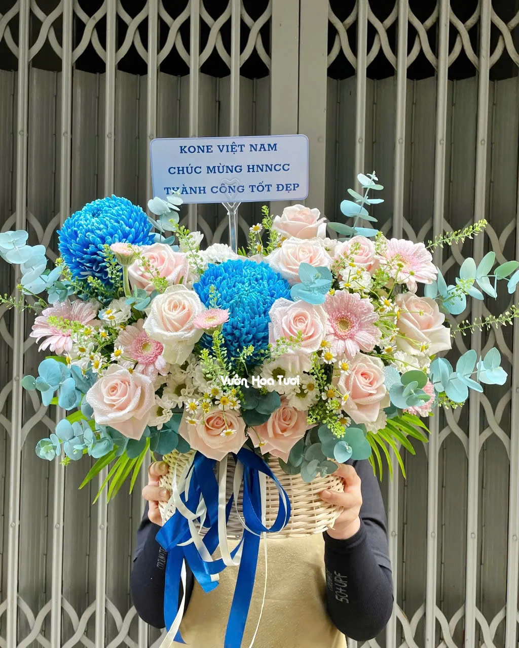 Giỏ Hoa Khai Trương Pink Blue Sky 8 Gio Hoa Chuc Mung Dreamy jpg