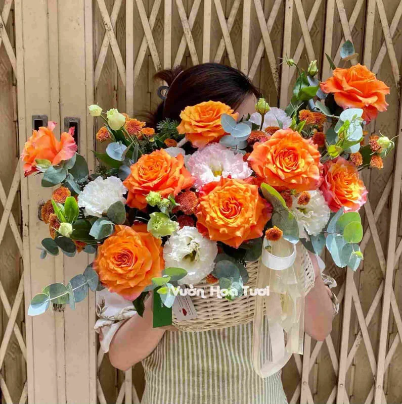 Giỏ Hoa Sinh Nhật Spirit Rose 11 Gio Hoa SInh Nhat Cam Spirit 19