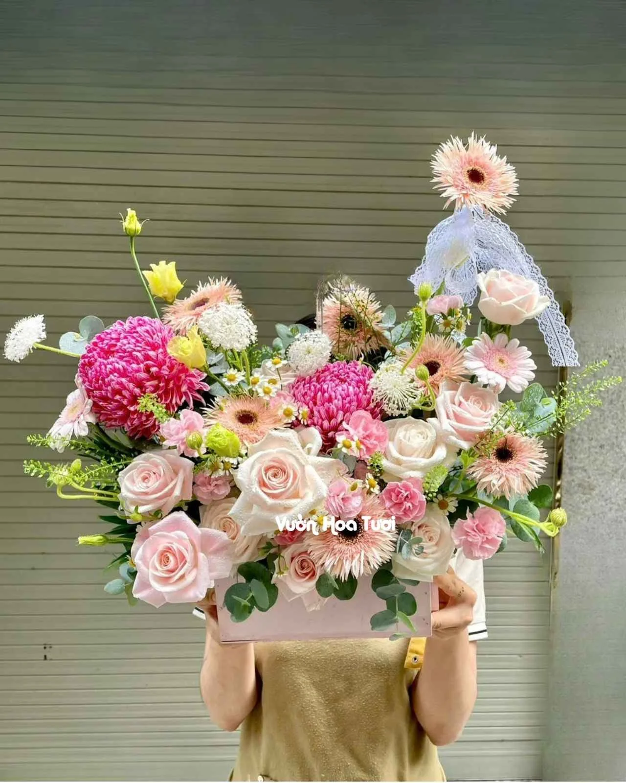 Giỏ Hoa Tươi Chúc Mừng Cát Tường Đại Phát 4 Gio hoa khai truong diu dang may man