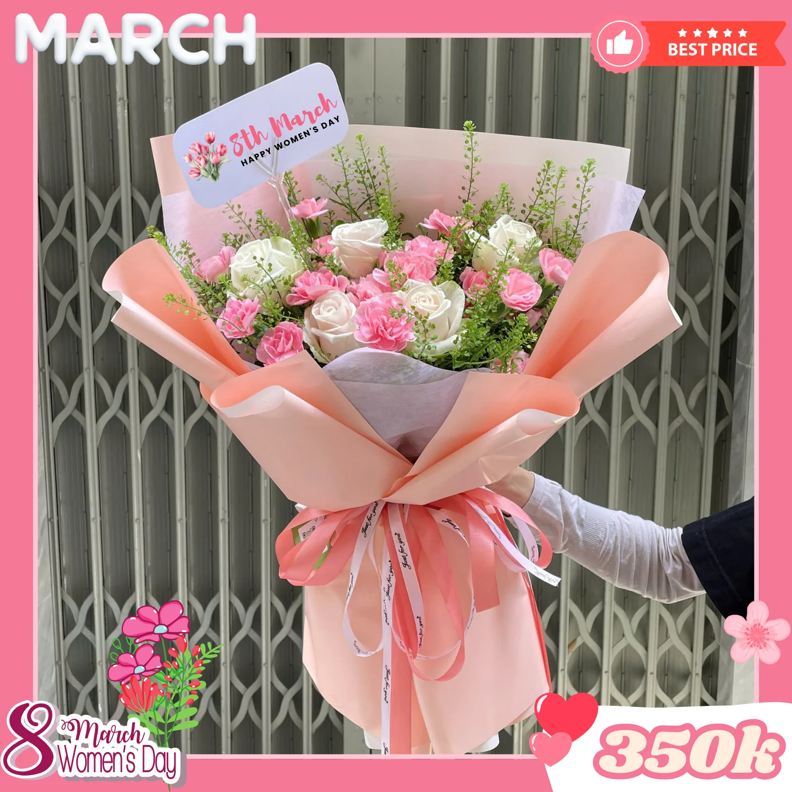 Bó Hoa 8 Tháng 3 Gửi Yêu Thương Dịu Dàng 5 Hoa Tuoi 83 png