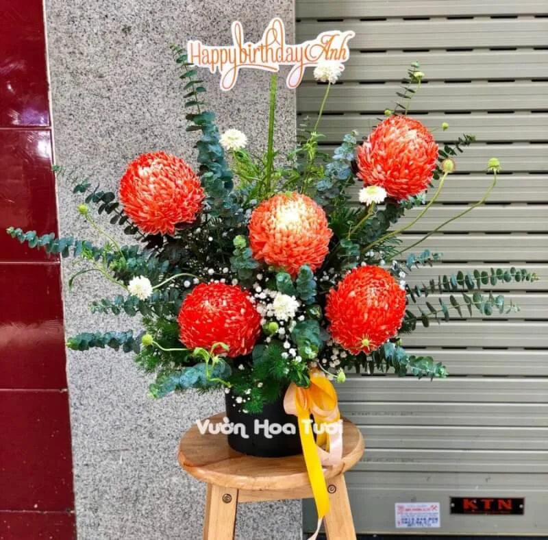 Hộp Hoa Cúc Mẫu Đơn Cam <br> Sinh Nhật Tươi Vui 2 Hop hoa Cuc mau don Cam Sinh Nhat scaled 1