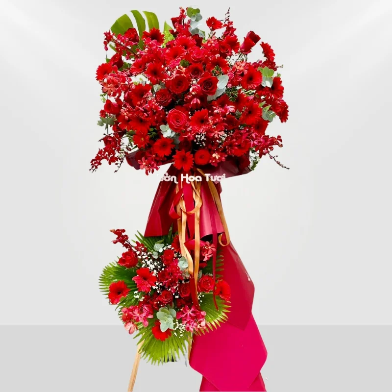 Kệ Hoa Khai Trương Đỏ Say Đắm Love Sky 13 Ke Hoa Chuc Mung Khai Truong Vang May Man 4 jpg