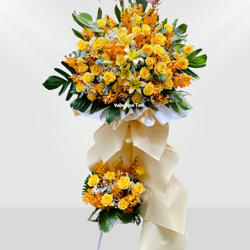 Kệ Hoa Khai Trương Hồng Vàng Hạnh Phúc 15 Ke Hoa Khai Truong Hong Vang Hanh Phuc