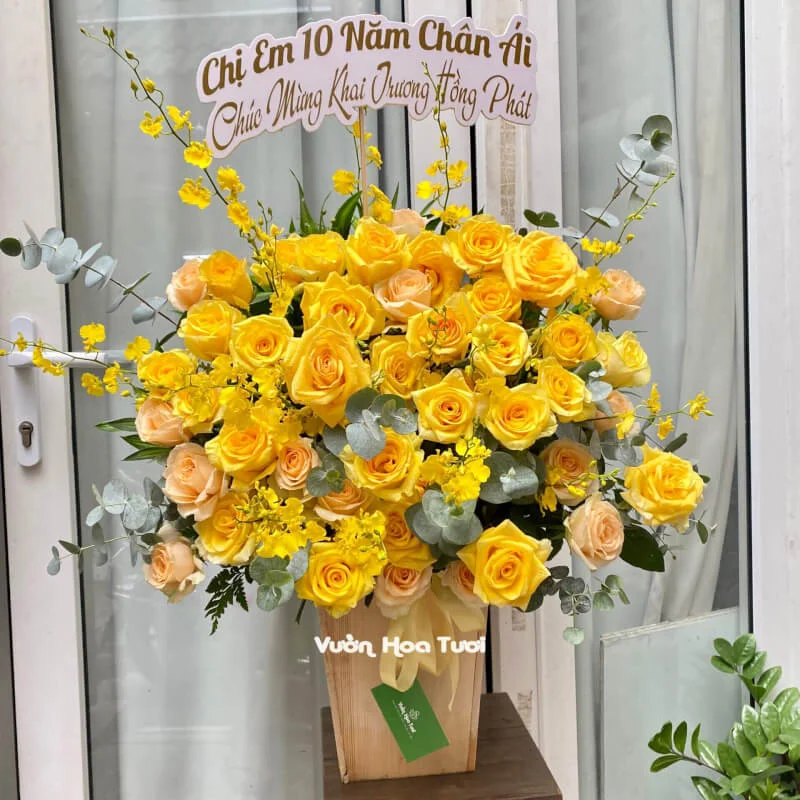 Lẵng Hoa Hồng Vàng Vũ Nữ Chân Tình 4 Lang hoa hong vang vu nu