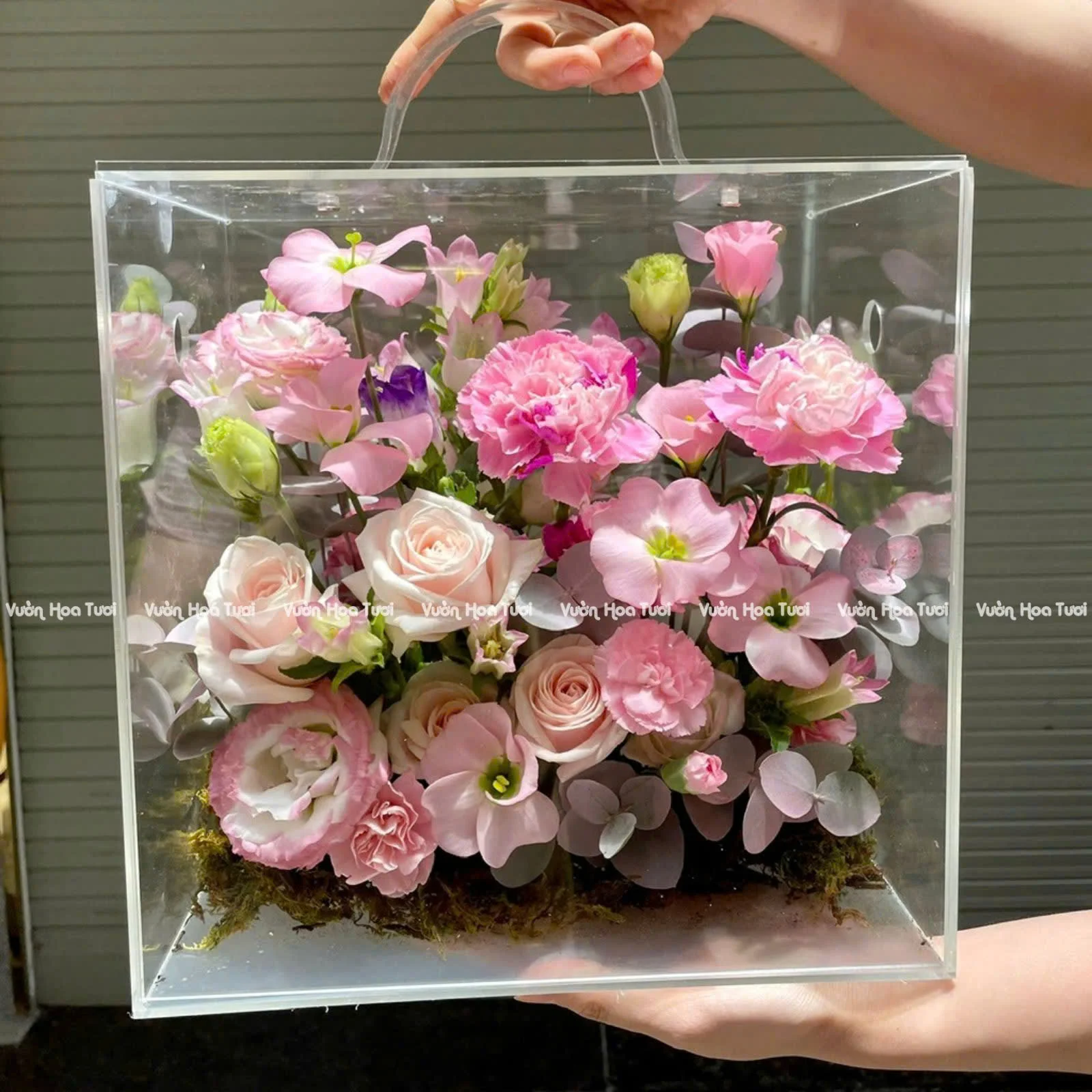 Hộp Hoa Mica Lucent Pastel 5 Vali Hoa Tuoi Mica 5