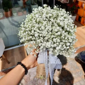 bo hoa cam tay baby trang