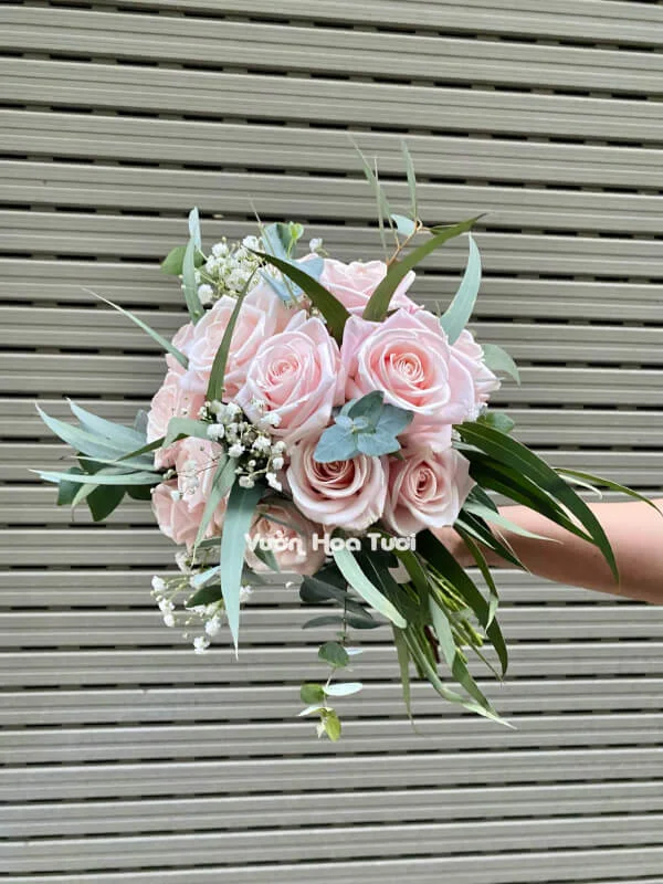 Bó Hoa Cưới Sweet Home <br> Ngôi Nhà Ngọt Ngào 17 bo hoa cuoi hong kem dau