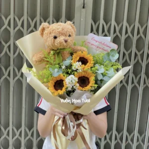 bo hoa tot nghiep huong duong bear jpg
