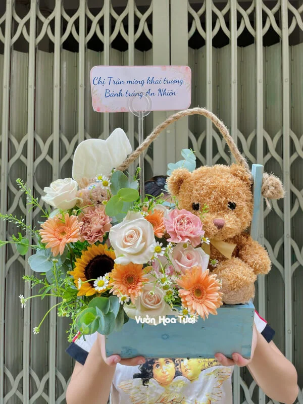 Giỏ Hoa Khai Trương Gấu Teddy LoLa 9 gio hoa khai truong gau Teddy Lola