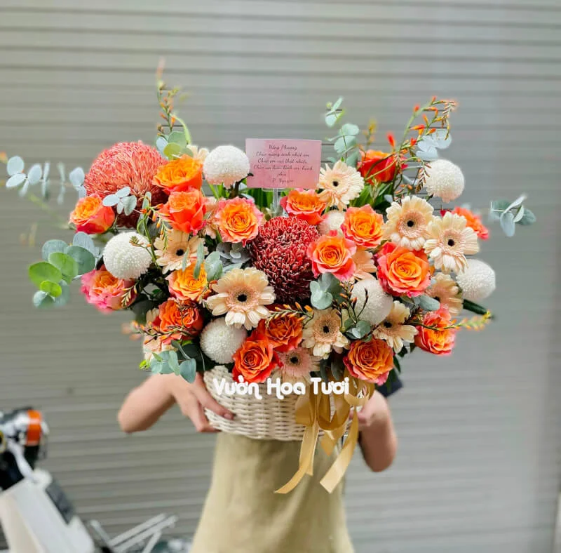 Hoa Sinh Nhật Giỏ Hoa Tặng Sếp Nam Sang Trọng 12 hoa sinh nhat dep 6