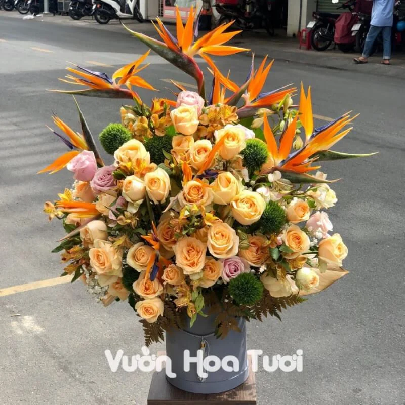 Lẵng Hoa Tươi Cam Hồng Vinh Quang Chúc Mừng SN 19 phonto 1 2 scaled scaled 1
