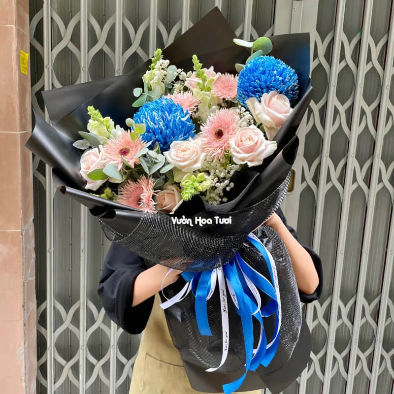 Bó Hoa Sinh Nhật Hồng Kem Smilimi Blue 9 phonto 10