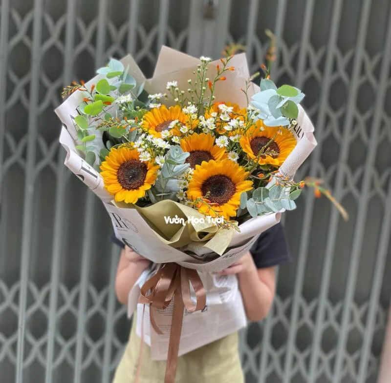 Bó Hoa Hướng Dương Hiện Đại Dơn Lúa 4 phonto 12