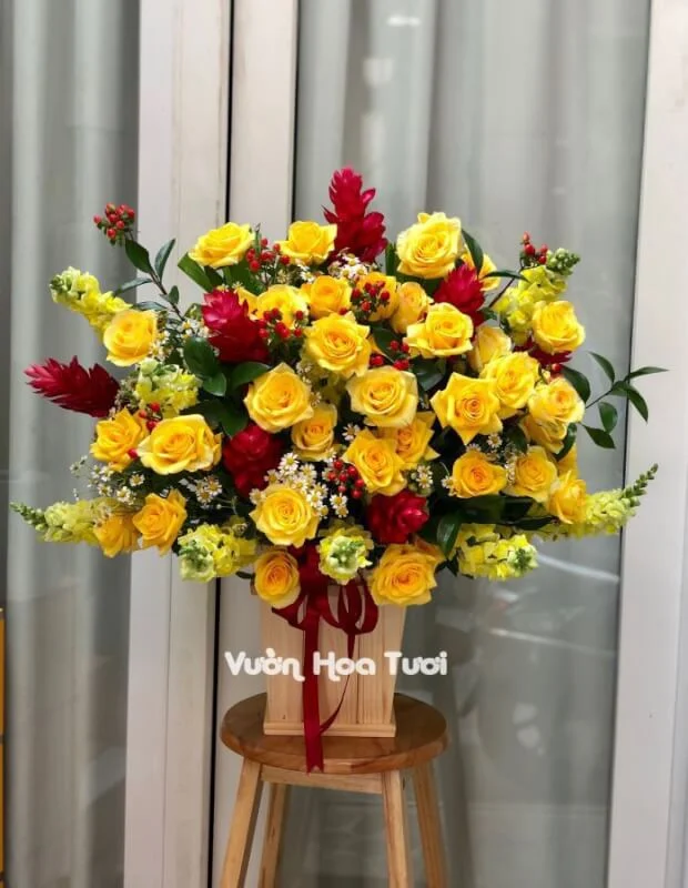 Lẵng hoa chúc mừng <Br> Vàng Ánh Kim 15 phonto 77 scaled 1