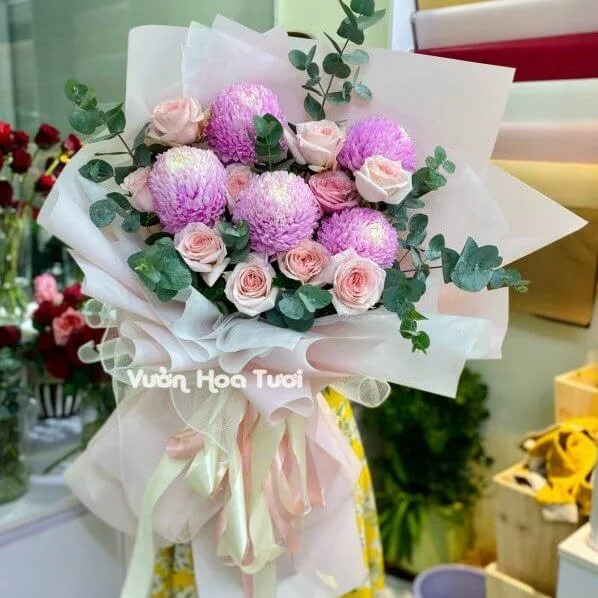 Bó hoa Cúc Mẫu Đơn Hồng Ohara <br> Dịu Dàng Đáng Yêu 9 z3277445447645 ef5b6e7cb762c26eed1d3524e4875cc1 scaled e1706290534184