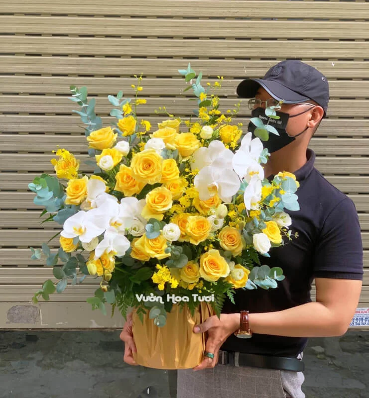 Lẵng Hoa Khai Trương Hồng Vàng Sang Trọng 16 z3848036767985 86bf1e60c47b7eefafa52aa7439c09b1